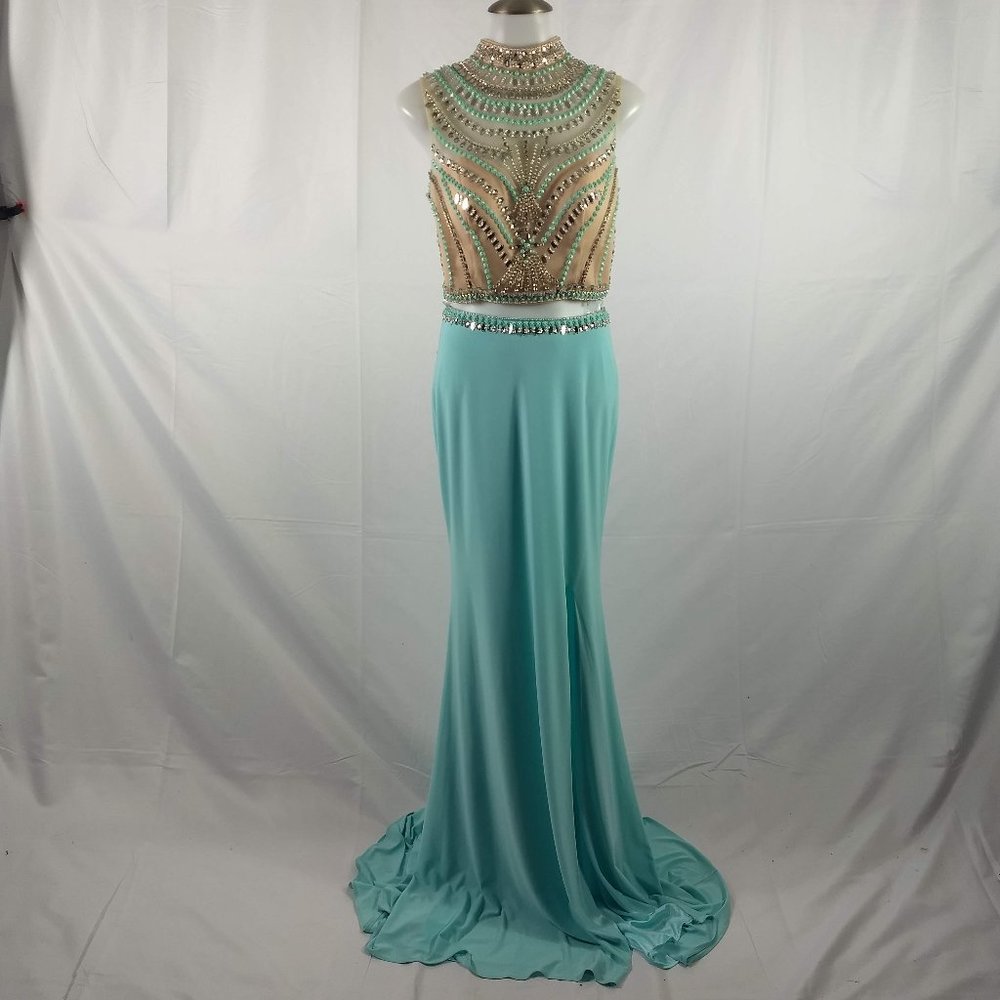 2 Cute Size 4 2 Piece Aqua Embellished Dress NEW